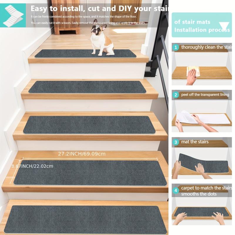 15pcs Non Slip Stair Carpet Runners Safe for Wooden Steps