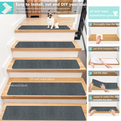 15pcs Non Slip Stair Carpet Runners Safe for Wooden Steps