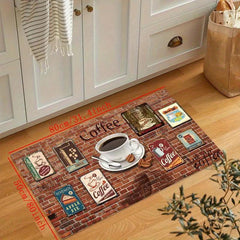 Coffee Print Kitchen Rug Soft Non Slip Non Shedding Kitchen Mat Absorbent Carpet