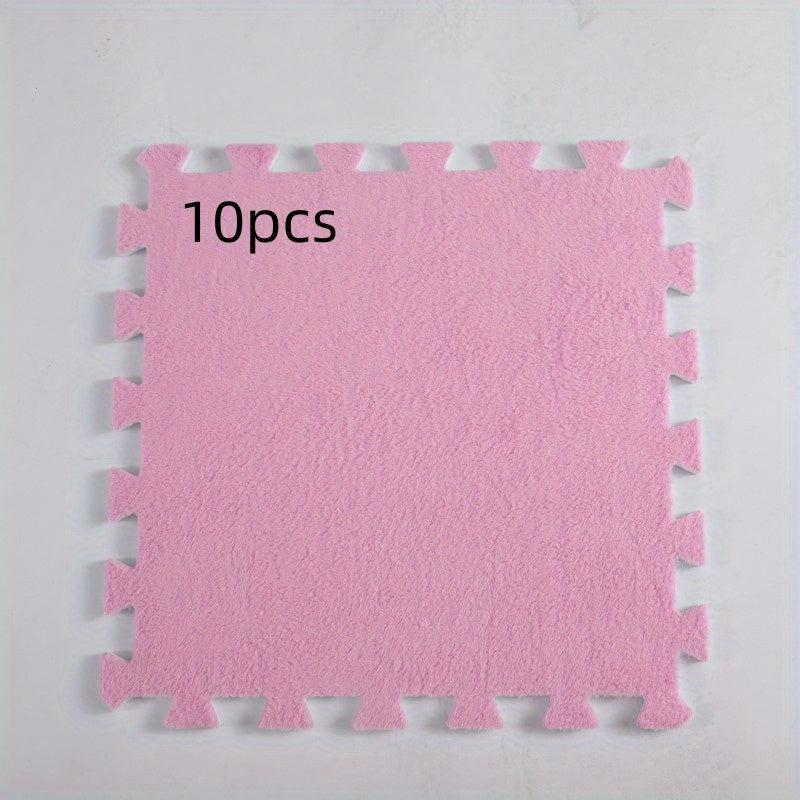 10pcs Plush Puzzle Foam Floor Mat Splicing Carpet Anti fall Bedside Mat