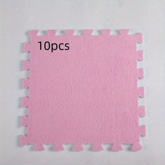 10pcs Plush Puzzle Foam Floor Mat Splicing Carpet Anti fall Bedside Mat