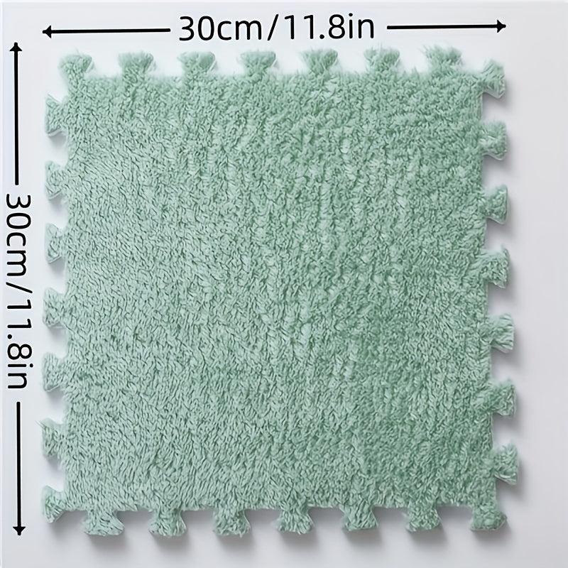 10pcs Plush Puzzle Foam Floor Mat Splicing Carpet Anti fall Bedside Mat