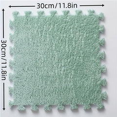 10pcs Plush Puzzle Foam Floor Mat Splicing Carpet Anti fall Bedside Mat