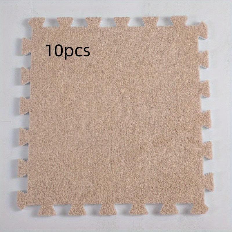 10pcs Plush Puzzle Foam Floor Mat Splicing Carpet Anti fall Bedside Mat