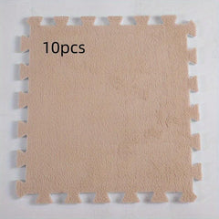 10pcs Plush Puzzle Foam Floor Mat Splicing Carpet Anti fall Bedside Mat