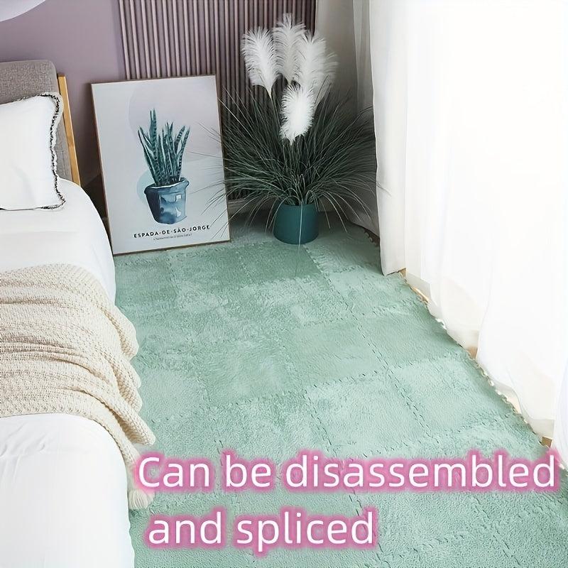 10pcs Plush Puzzle Foam Floor Mat Splicing Carpet Anti fall Bedside Mat