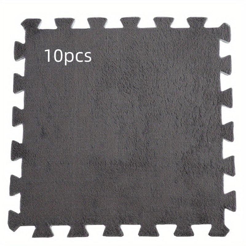 10pcs Plush Puzzle Foam Floor Mat Splicing Carpet Anti fall Bedside Mat