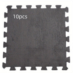 10pcs Plush Puzzle Foam Floor Mat Splicing Carpet Anti fall Bedside Mat