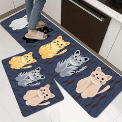 Cat Kitchen Floor Mat Non Slip Oilproof Waterproof
