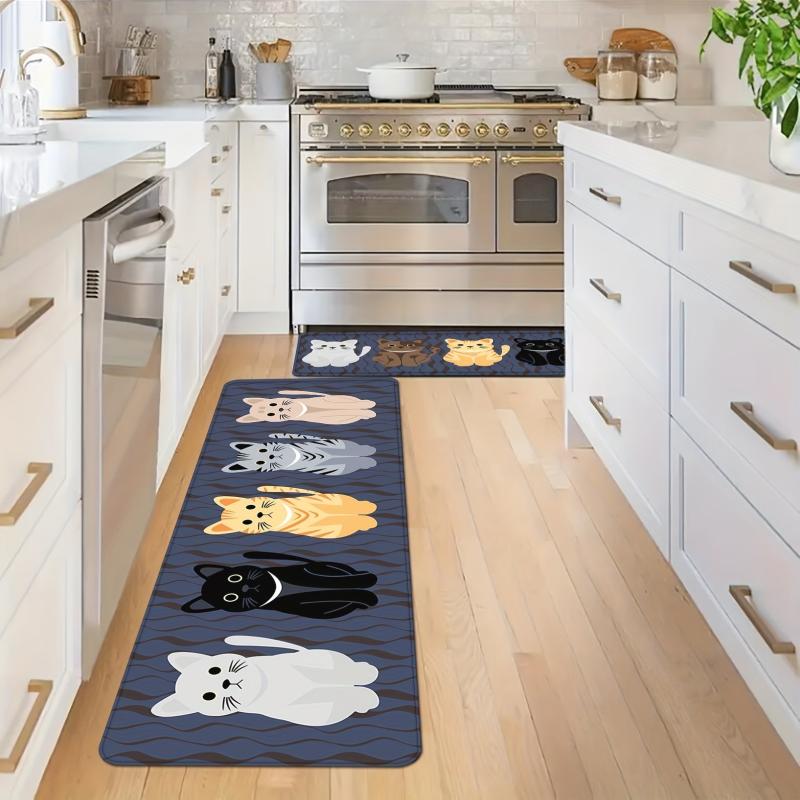 Cat Kitchen Floor Mat Non Slip Oilproof Waterproof