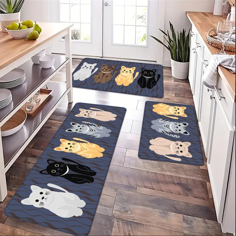 Cat Kitchen Floor Mat Non Slip Oilproof Waterproof