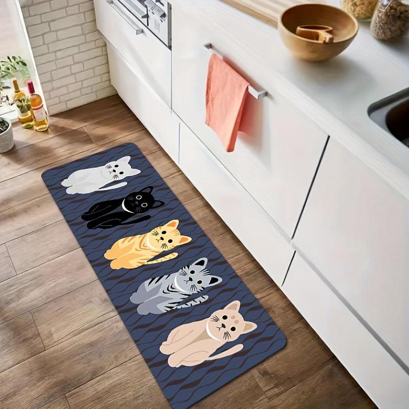 Cat Kitchen Floor Mat Non Slip Oilproof Waterproof