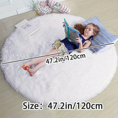Soft Fluffy Round Rug 4'x4' Non Slip Plush Carpet