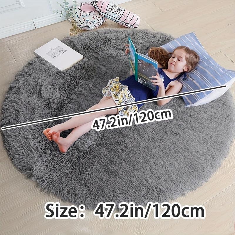 Soft Fluffy Round Rug 4'x4' Non Slip Plush Carpet