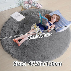 Soft Fluffy Round Rug 4'x4' Non Slip Plush Carpet