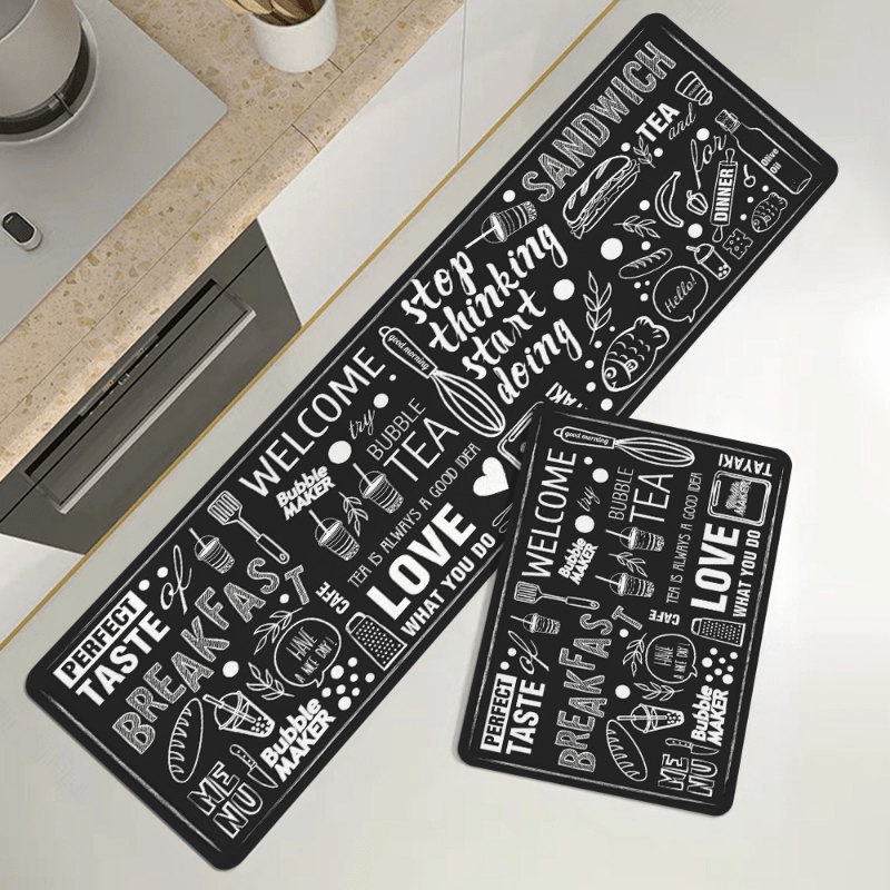 Non Slip Kitchen Rug with Welcome Letter Printing