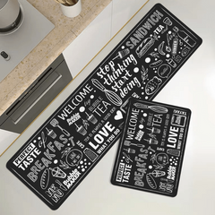 Non Slip Kitchen Rug with Welcome Letter Printing
