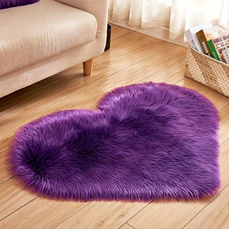 1pc Fluffy Area Rug Heart Shaped Living Room Mat Indoor Floor Mat Non slip