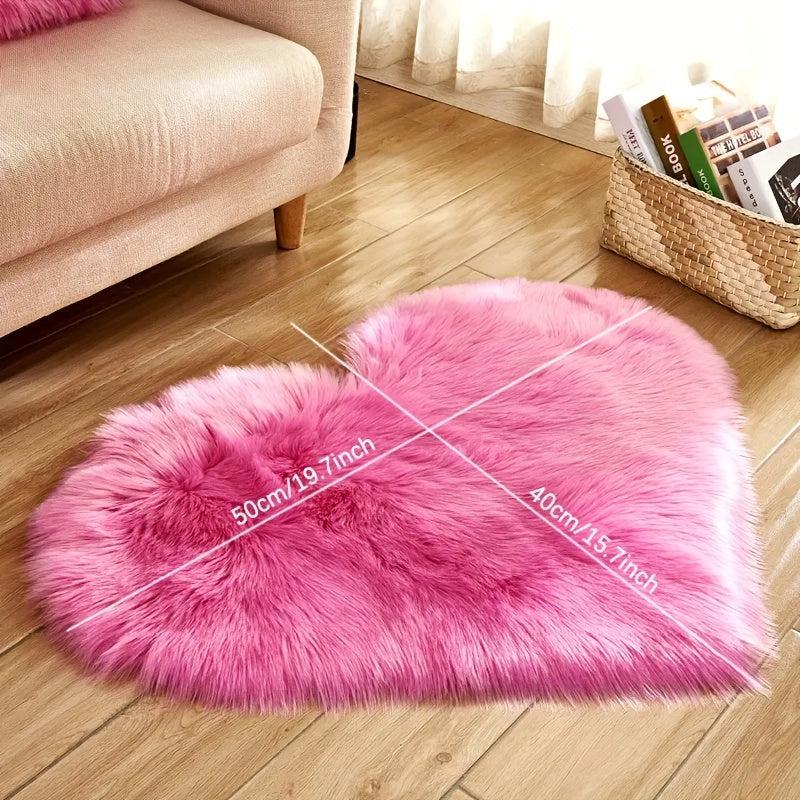 1pc Fluffy Area Rug Heart Shaped Living Room Mat Indoor Floor Mat Non slip