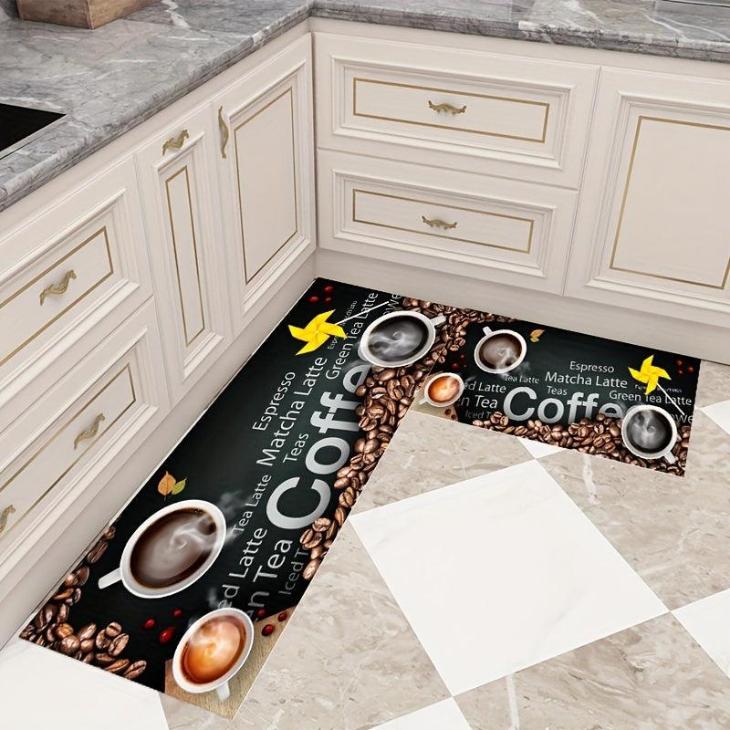 2pcs Soft Cushioned Kitchen Rug Set Anti Fatigue Non Slip Waterproof Runner Mat