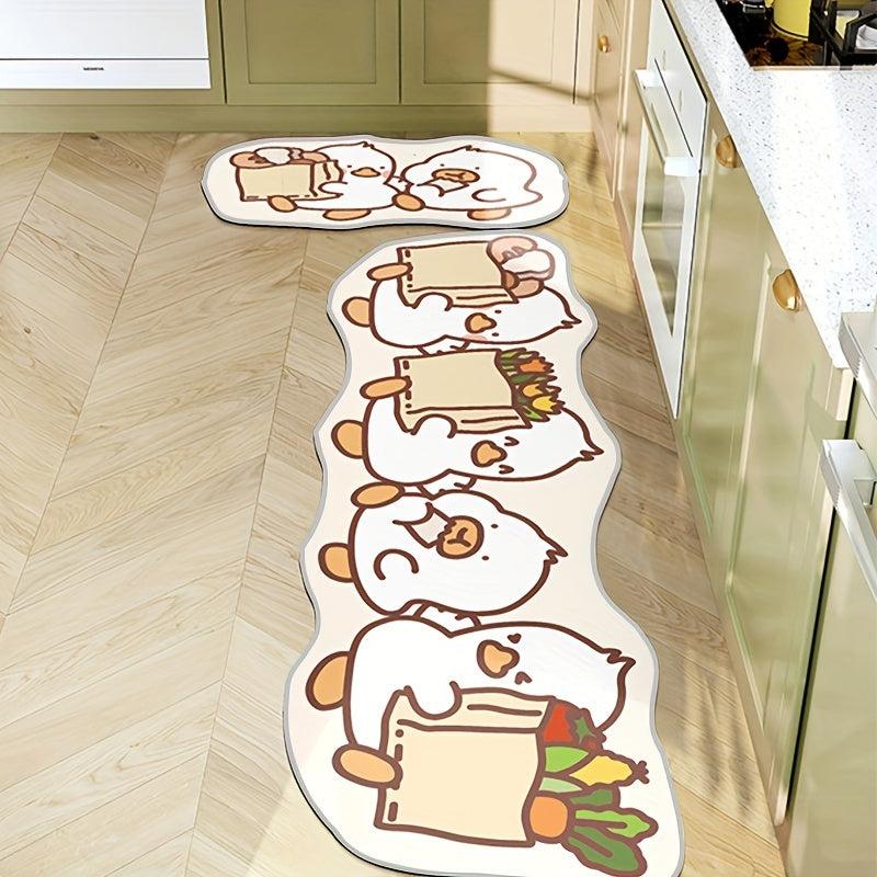 Cartoon Duck Kitchen Rug Non-slip Door Mat Waterproof Moisture-proof Carpet