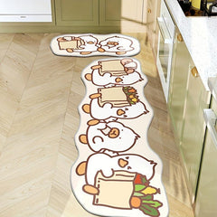 Cartoon Duck Kitchen Rug Non-slip Door Mat Waterproof Moisture-proof Carpet