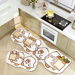 Cartoon Duck Kitchen Rug Non-slip Door Mat Waterproof Moisture-proof Carpet