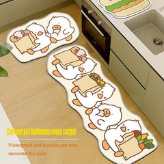Cartoon Duck Kitchen Rug Non-slip Door Mat Waterproof Moisture-proof Carpet