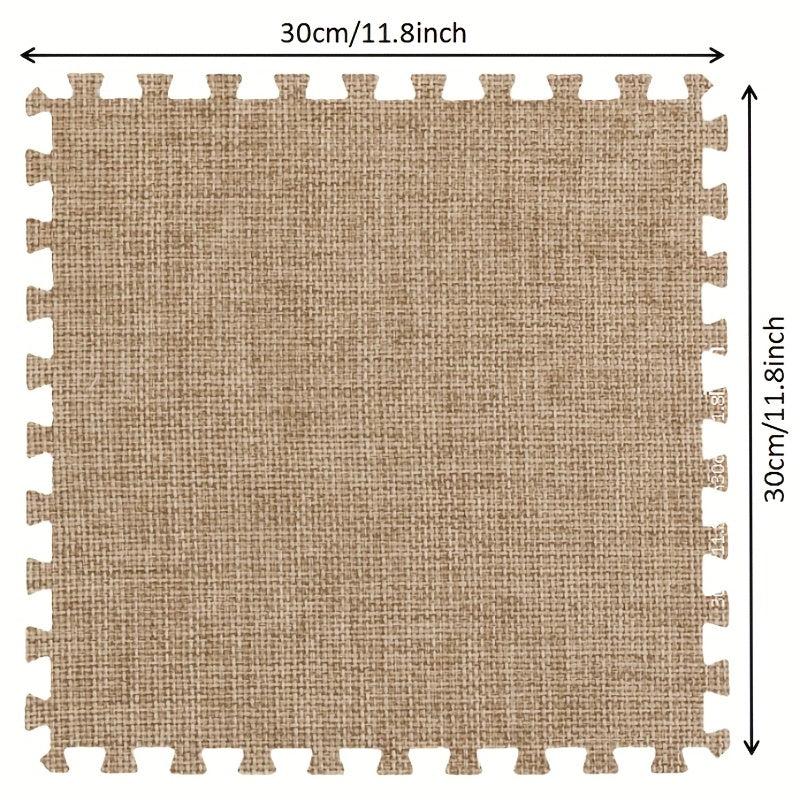 10pcs Linen Floor Interlocking Mat Fluffy Area Rug Anti Slip Comfort Seat Pads
