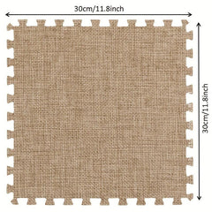 10pcs Linen Floor Interlocking Mat Fluffy Area Rug Anti Slip Comfort Seat Pads