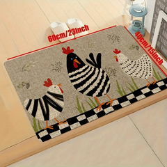 Chickens Floor Mat Rooster Kitchen Rug Non Slip Colorful Indoor Carpet Runner