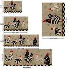 Chickens Floor Mat Rooster Kitchen Rug Non Slip Colorful Indoor Carpet Runner