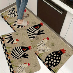 Chickens Floor Mat Rooster Kitchen Rug Non Slip Colorful Indoor Carpet Runner