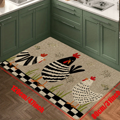 Chickens Floor Mat Rooster Kitchen Rug Non Slip Colorful Indoor Carpet Runner