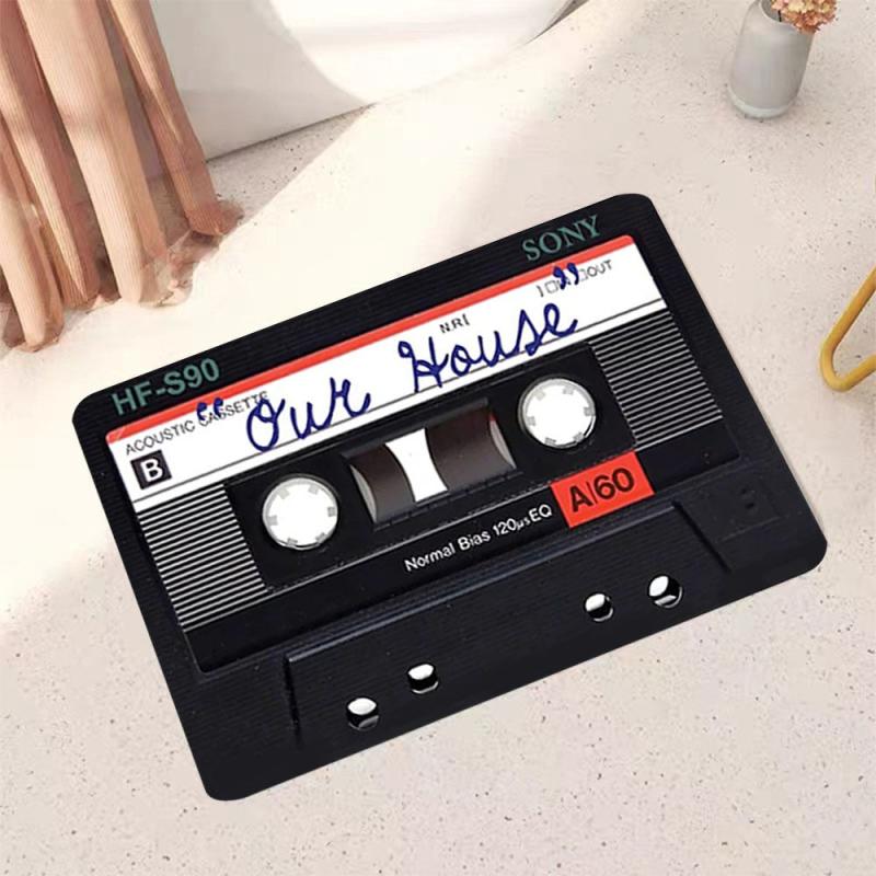 Retro Cassette Music Tape Welcome Doormat 0.39in Thick Funny Floor Carpet