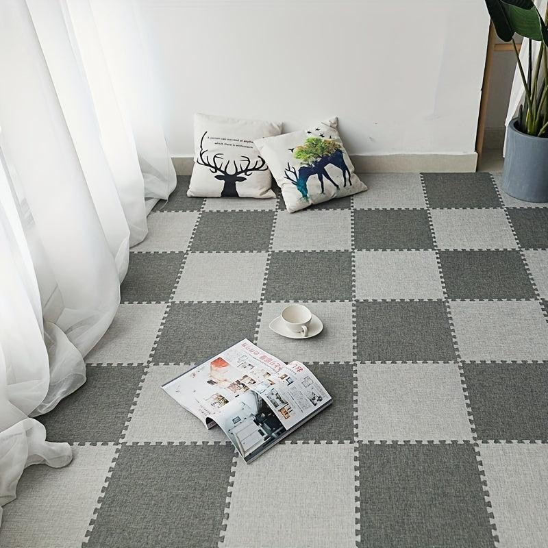 6pcs Linen Baby Play Mat with Foam Floor Mats for Kids