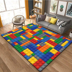 Block Pattern Carpet Door Floor Mat Kitchen Rug Non-slip Living Room Decor