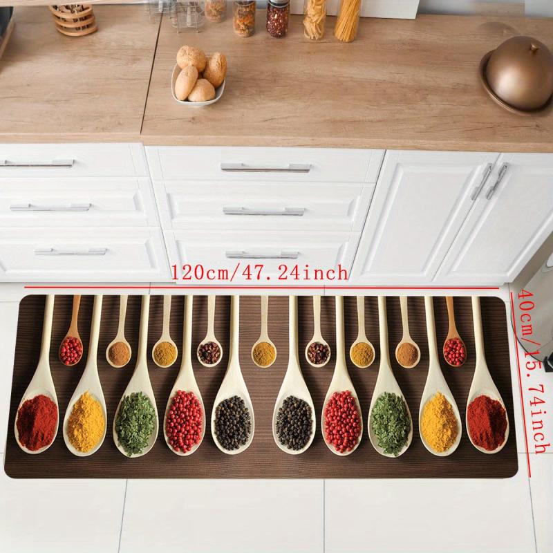 Spices Printed Kitchen Rug Anti Fatigue Non Slip Floor Mat