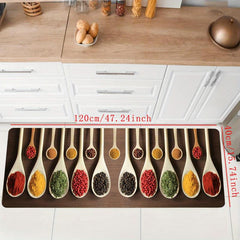Spices Printed Kitchen Rug Anti Fatigue Non Slip Floor Mat