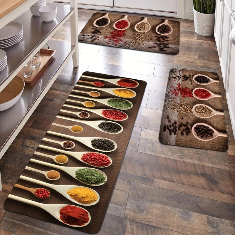 Spices Printed Kitchen Rug Anti Fatigue Non Slip Floor Mat