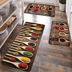 Spices Printed Kitchen Rug Anti Fatigue Non Slip Floor Mat