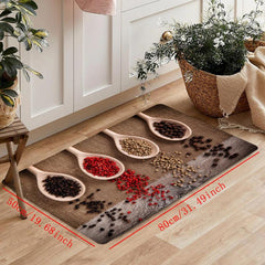 Spices Printed Kitchen Rug Anti Fatigue Non Slip Floor Mat