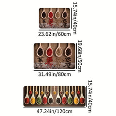 Spices Printed Kitchen Rug Anti Fatigue Non Slip Floor Mat