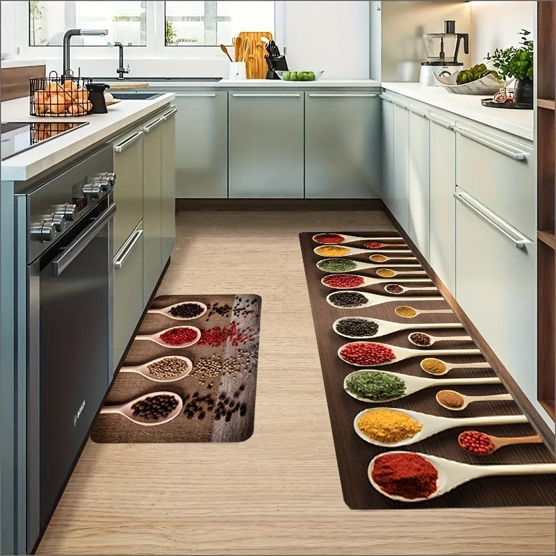 Spices Printed Kitchen Rug Anti Fatigue Non Slip Floor Mat