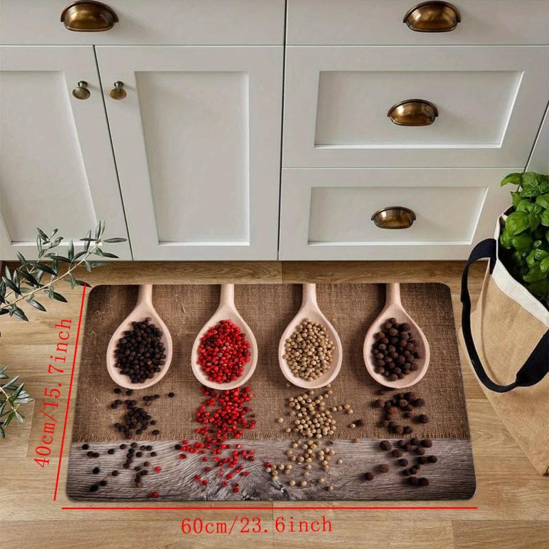 Spices Printed Kitchen Rug Anti Fatigue Non Slip Floor Mat