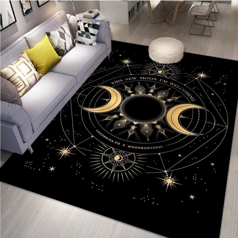 Moon Witch Carpet for Living Room Computer Chair Area Rug Vintage Halloween Deco
