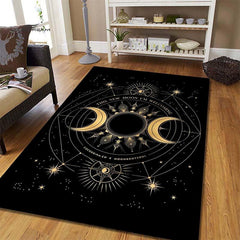 Moon Witch Carpet for Living Room Computer Chair Area Rug Vintage Halloween Deco
