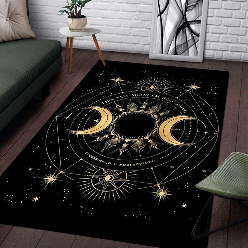 Moon Witch Carpet for Living Room Computer Chair Area Rug Vintage Halloween Deco