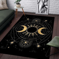 Moon Witch Carpet for Living Room Computer Chair Area Rug Vintage Halloween Deco