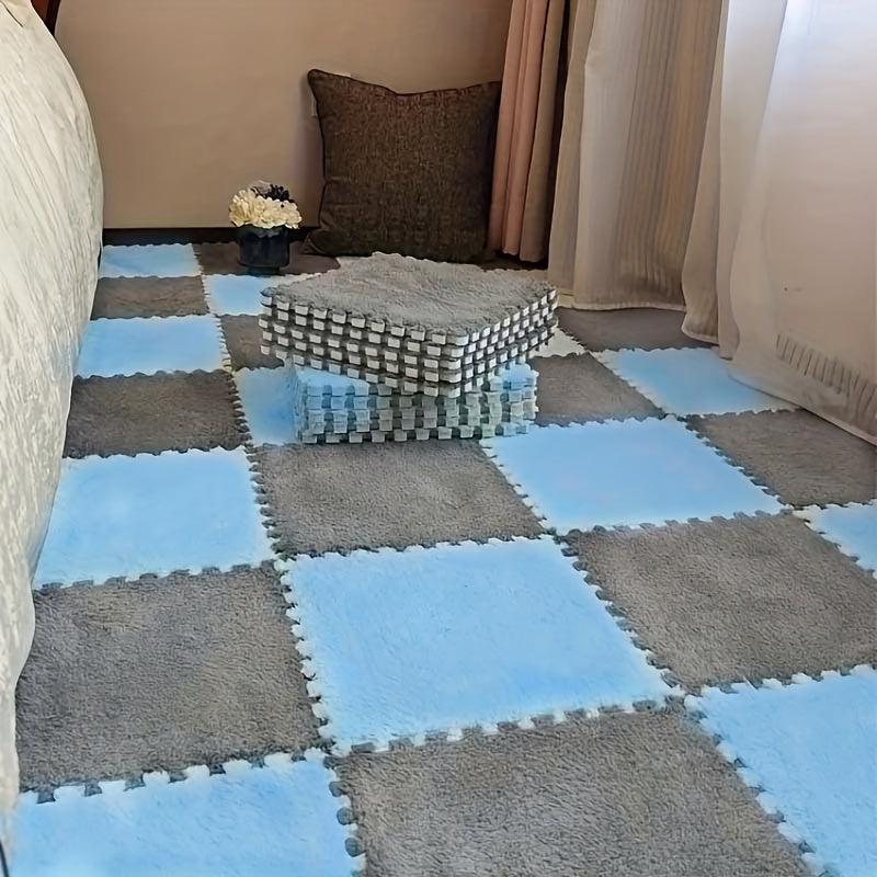 12pcs Plush Puzzle Foam Floor Mat Interlocking Ca